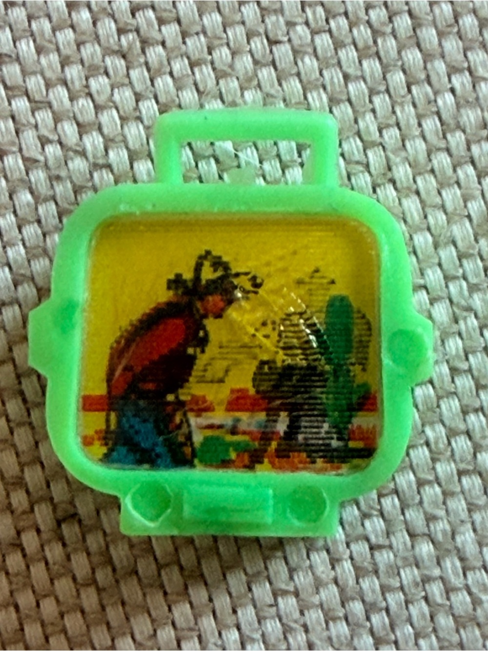 Vintage Kids Toy TV Playset Accessory Bright Green lenticular screen 80โs